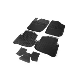 Коврики в салон Rival для Volkswagen Polo SD 2009 - резиновые черные 5 шт.
