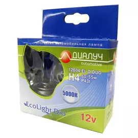 Лампа H4 12V 60/55W P43t (ДиаЛУЧ) 5000К, 2шт