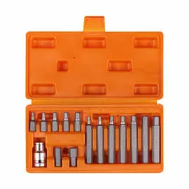 Набор бит вставок шестигранных 3/8 дюйма 30мм и 75мм с держателем бит 1/2 дюйма DR 15 предметов в кейсе AIRLINE