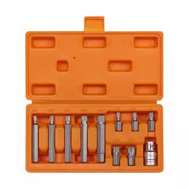 Набор бит вставок SPLINE 3/8 дюйма 30мм и 75мм с держателем бит 1/2 дюйма DR 11 предметов в кейсе AIRLINE