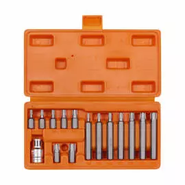 Набор бит вставок TORX 3/8 дюйма 30мм и 75мм с держателем бит 1/2 дюйма DR 15 предметов в кейсе AIRLINE