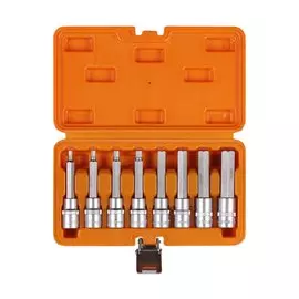 Набор головок 1/2 дюйма DR с шестигранными вставками 5-17мм длиной 100мм 8 предметов в кейсе AIRLINE