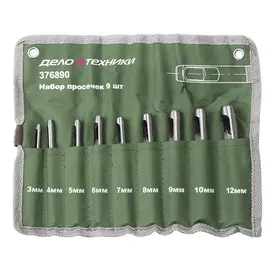Набор просечек ДелоТехники 3,4,5,6,7,8,9,10,12 мм 20/1 9 предметов