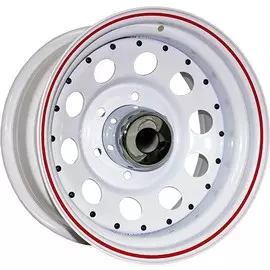 Штампованные диски Trebl Off-road 02 8x15/6x139.7 D110.5 ET-16 Белый+красный