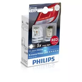 Светодиодная лампа Philips X-tremeVision LED P21W 12V 2W 900К красная