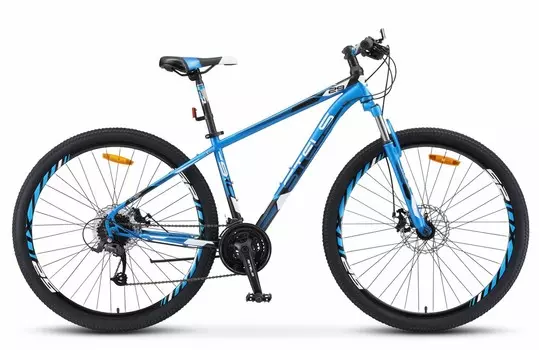 Велосипед горный 29" STELS Navigator-910 MD 29 (24 ск., рама сталь 18,5") синий/чёрный V010
