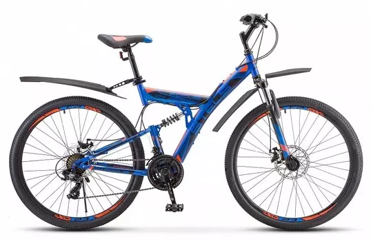 Велосипед STELS Focus MD 27.5" 21-sp 19" Синий/неоново-красный V010