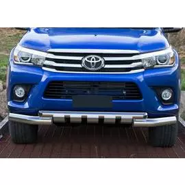 Защита переднего бампера Rival для Toyota Hilux 2015-г.