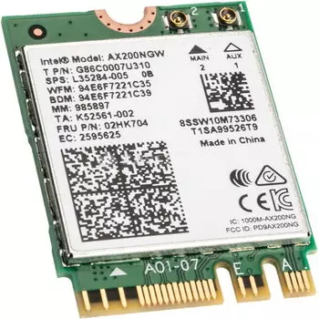 Адаптер Bluetooth+Wi-Fi Intel AX200, 802.11a/b/g/n/ac/ax, 2.4 / 5 ГГц, до 2.46 Гбит/с, M.2 (AX200.NGWG.DTK)