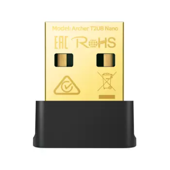 Адаптер Wi-Fi+Bluetooth TP-LINK Archer T2UB Nano, 802.11a/b/g/n/ac, 2.4 / 5 ГГц, до 633 Мбит/с, USB