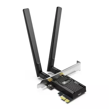 Адаптер Bluetooth+Wi-Fi TP-LINK Archer TX55E, 802.11a/b/g/n/ac/ax, 2.4 / 5 ГГц, до 2.98 Гбит/с, 20 дБм, PCI-E, внешних антенн: 2