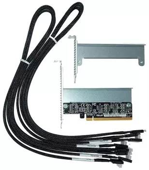 Адаптер HBA ASUS PCIE-NVME4-OCuLink, NVMe, 4-port (OCuLink), PCI-Ex16 (90SKC000-M2WAN0)