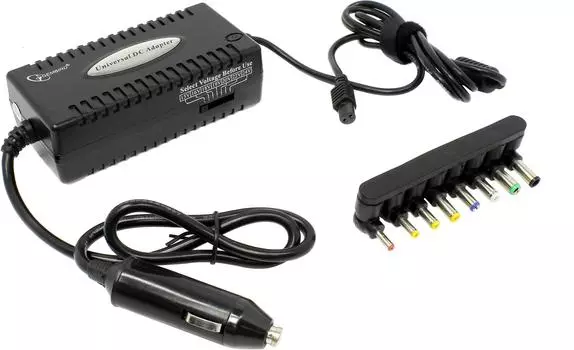 Адаптер питания ноутбука автомобильный Gembird универсальный, 80Вт, 15V/16V/18V/19V/20V/22V/24V, 4A, черный (NPA-DC1)