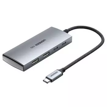 Адаптер UGREEN CM480, USB-C to 2USB 3.1+2USB-C, серый (30758_)