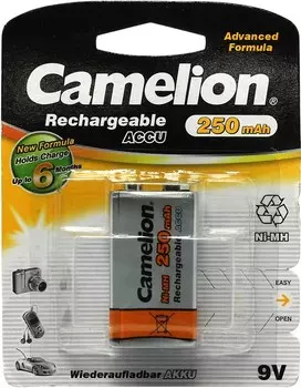 Аккумулятор Camelion NH-9V250, крона, 9V 250 мА·ч, 1 шт