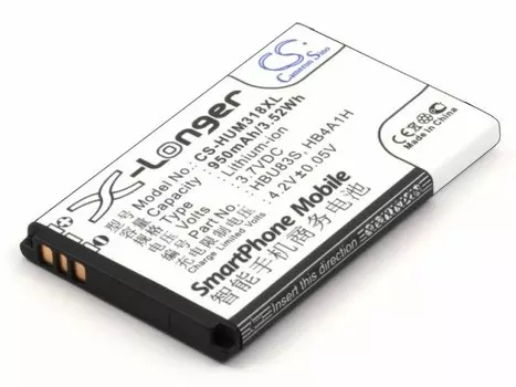 Аккумулятор CameronSino CS-HUM318XL для Huawei U121 (HB4A1H, HBU83S), Li-Ion, 950, 3.7V (P104.01020)