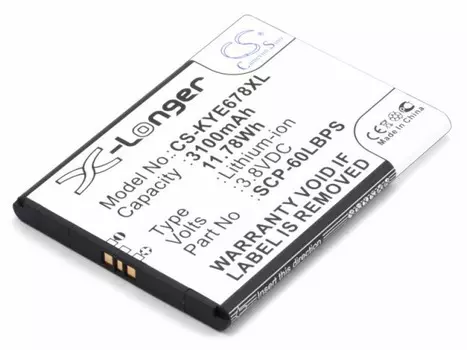 Аккумулятор CameronSino CS-KYE678XL для Kyocera E6782 Brigadier (SCP-60LBPS), Li-Ion, 3100, 3.8V (P104.01051)