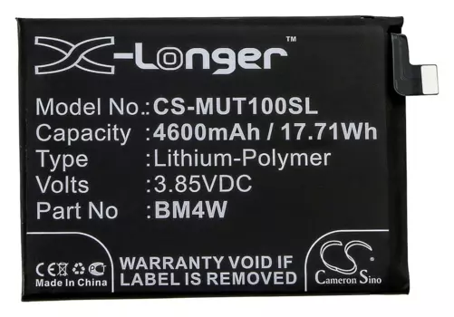 Аккумулятор CameronSino CS-MUT100SL/BM4W для Xiaomi Mi 10T Lite / Redmi Note 9 Pro, Li-Pol, 4600mAh, 3,85V