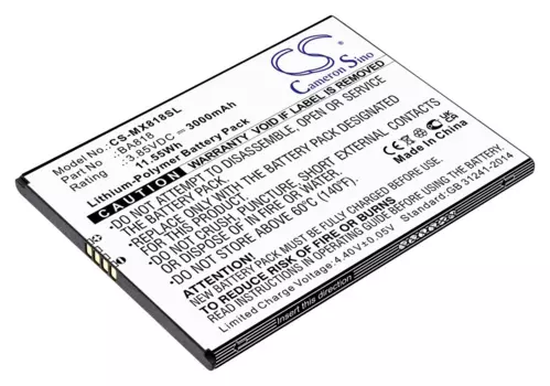 Аккумулятор CameronSino CS-MX818SL/ BA818 для Meizu C9, M818H, C9 Pro, M819H, M1818, M1819, 3.85V, 3 А·ч