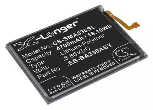 Аккумулятор CameronSino CS-SMA536SL/EB-BA336ABY для Samsung Galaxy A53 5G (2022), 3.85 В, 4700mAh