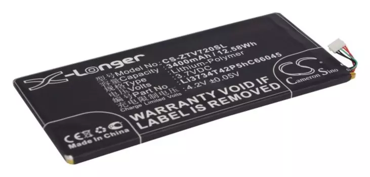 Аккумулятор CameronSino CS-ZTV720SL, 3.7 В, 3.4 А·ч, Li-pol для ZTE V72, V72a