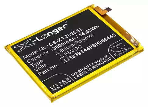 Аккумулятор CameronSino CS-ZTZ625SL/Li3839T44P8H866445 для ZTE Blade 11 Prime 2020, Z6251VS, 3.85 В, 3800mAh