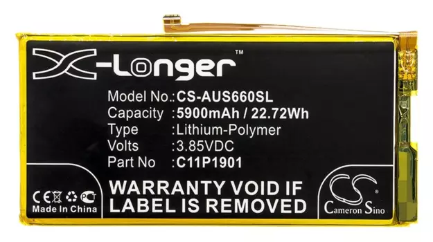 Аккумулятор CameronSino для Asus ROG Phone 2, ROG Phone 2 Strix, ROG Phone 2 Ultima, 3.8V, 5900mAh (CS-AUS660SL)