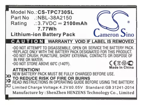 Аккумулятор CameronSino для Neffos C7 Lite, TP7041A, 3.8V, 2100mAh (CS-TPC730SL)