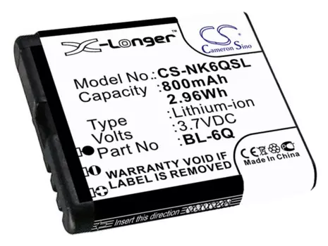 Аккумулятор CameronSino для Nokia 6700 classic, 3.7V, 800mAh (CS-NK6QSL)