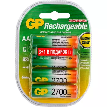 Аккумулятор GP Professional 270AAHC3/1-2CR4, AA, 1.2V 2.7 А·ч, 4 шт