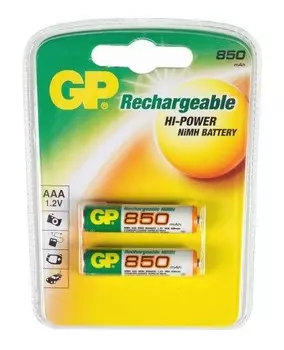 Аккумулятор GP Rechargeable, AAA, 1.2V 850 мА·ч, 2 шт. (85AAAHC-2DECRC2/GP85AAAHC-5DECRC2)