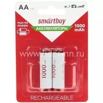Аккумулятор Smartbuy SBBR-2A02BL, AA, 1.2V 1 А·ч, 2 шт