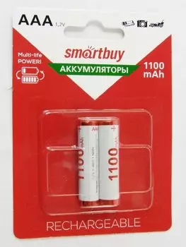 Аккумулятор Smartbuy SBBR-3A02BL1100, AAA, 1.2V 1100mAh, 2шт