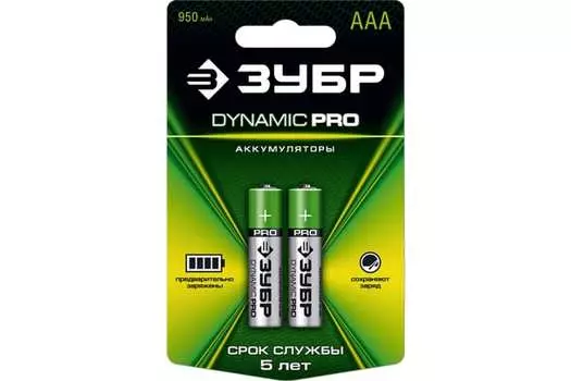 Аккумулятор Зубр DYNAMIC PRO, AAA (LR03/24А), 1.2 В 950 мА·ч, 2шт. (59271-2C_z01)