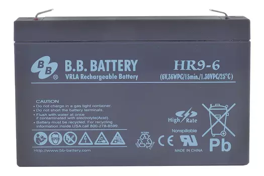 Аккумуляторная батарея для ИБП B.B.Battery HR 9-6, 6V, 9Ah (BAHR9-6)