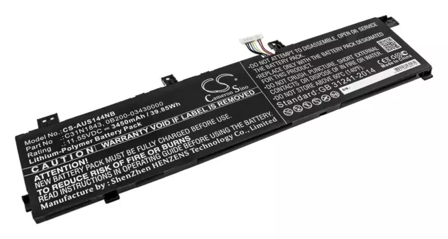 Аккумуляторная батарея CameronSino CS-AUS144NB для Asus VivoBook S14 S432F, VivoBook S15 S532FA, 11.6V, 3.45 А·ч, черный (BT-3022)