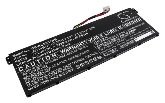 Аккумуляторная батарея CameronSino для Acer Spin 5 SP515-51, Swift 3 SF314-56, 15.3V, 3250mAh, черный (CS-ACS351NB)