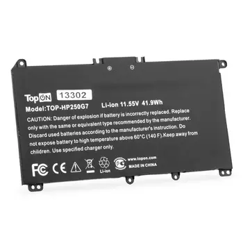 Аккумуляторная батарея TopON для HP 250 G7, 255 G7, 15-CS, 17-BY, 240 G7, 245 G7 HP Pavilion 14-CE Series, 14-ce0000ur, 14-ce1000ur, 14-ce2000ur, 14-ce3000ur 15-CS Series, 15-cs0000ur, 15-cs1000ur, 15-cs2000ur, 15-cs3000ur HP 17-BY Series, 7-by0000ur, 17-by1000ur, 17-by2000ur HP 15-da Series, 15-da0000ur, 15-da1000ur, 5-da2000ur HP 15-db Series, 5-db0000ur, 15-db1000ur HP 14-CF Series, 5-cf0000ur, 15-cf1000ur HP 14-CK Series, 4-ck0000ur, 14-ck1000ur HP 14-CM Series, 14-cm0000ur, 14-cm1000ur HP 14-df Series, 14-df0000ur, 14-df0001ur HP 15-CW Series, 15-cw0000ur, 15-cw1000ur HP 17-CA Series, 17-ca0000ur, 17-ca1000ur, 17-ca2000ur, 11.6V, 41Wh, черный (TOP-HP250G7)