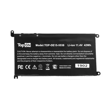 Аккумуляторная батарея TopON TOP-DE15-5538 для Dell, 11.4V, 3.5 А·ч, 42Wh, черный (TOP-DE15-5538)