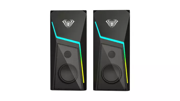 Акустика 2.0 AULA N-521, 6 Вт, подсветка, черный