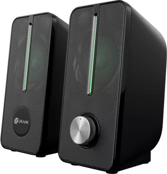 Акустика 2.0 Oklick OK-120U, 6 Вт, подсветка, черный (OK-120U)
