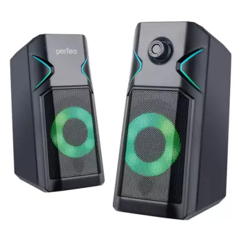 Акустика 2.0 Perfeo DISCO, 6Вт, подсветка, черный (PF_B3376)