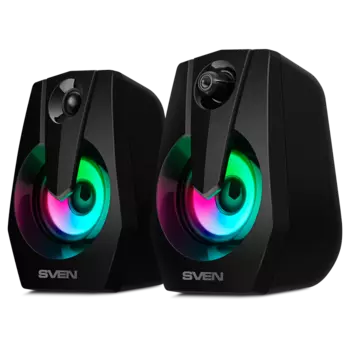 Акустика 2.0 SVEN 370, 2 Вт, подсветка, черный (SV-020552)