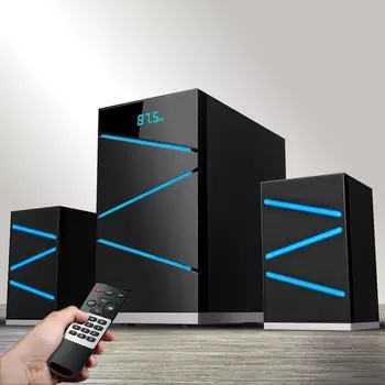 Акустика 2.1 Ginzzu GM-420, 65 Вт, FM, USB, SD, Bluetooth, подсветка, черный (GM-420)