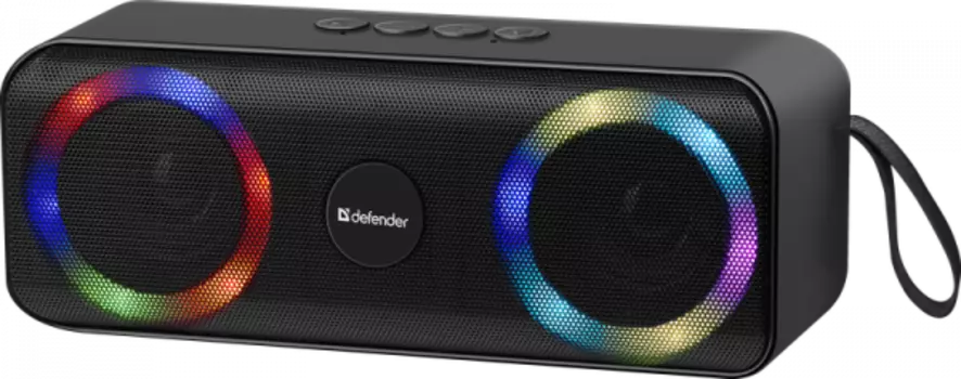 Портативная акустика Defender Q1, 10 Вт, FM, AUX, USB, microSD, Bluetooth, подсветка, черный (65301)