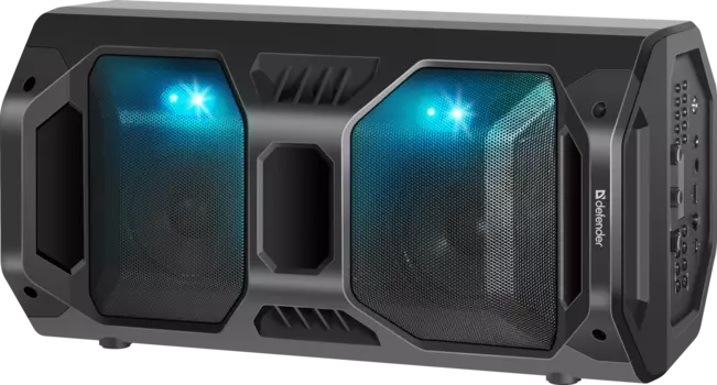 Портативная акустика Defender Rage, 50 Вт, FM, AUX, USB, microSD, Bluetooth, подсветка, черный (65109)