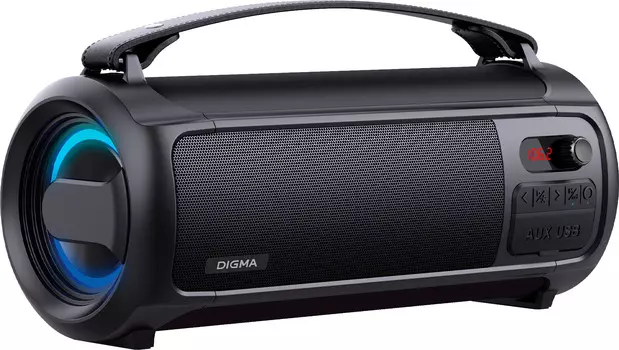 Портативная акустика Digma D-PS1523, 25 Вт, FM, AUX, USB, Bluetooth, подсветка, черный (SP1523B)