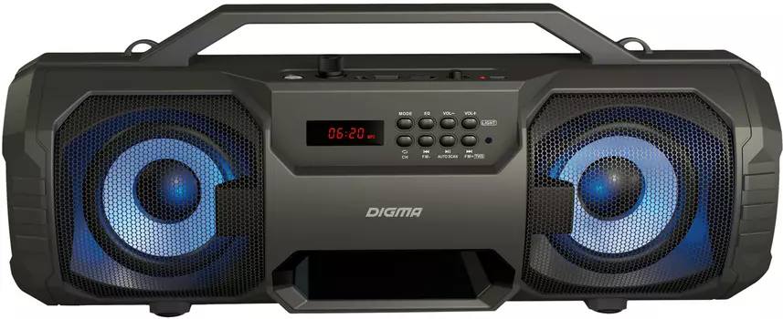 Акустика портативная Digma D-PS1525, 28Вт, FM, AUX, USB, microSD, Bluetooth, подсветка, черный (SP1525B)