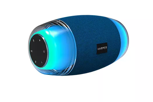 Акустика портативная Harper Magic Disco PSL-025, 16Вт, AUX, USB, Bluetooth, подсветка, синий