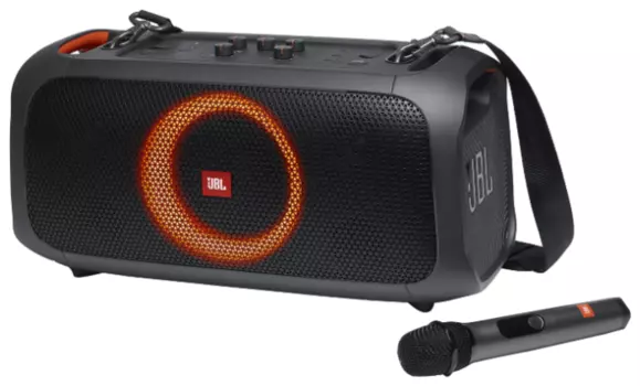Акустика портативная JBL PartyBox On-The-Go, 100 Вт, AUX, USB, Bluetooth, подсветка, черный (JBLPARTYBOXOTGUK)